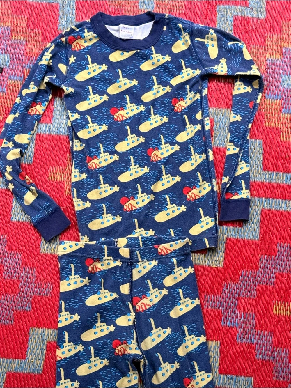 Mini Boden Kids Navy Submarine Print Leggings